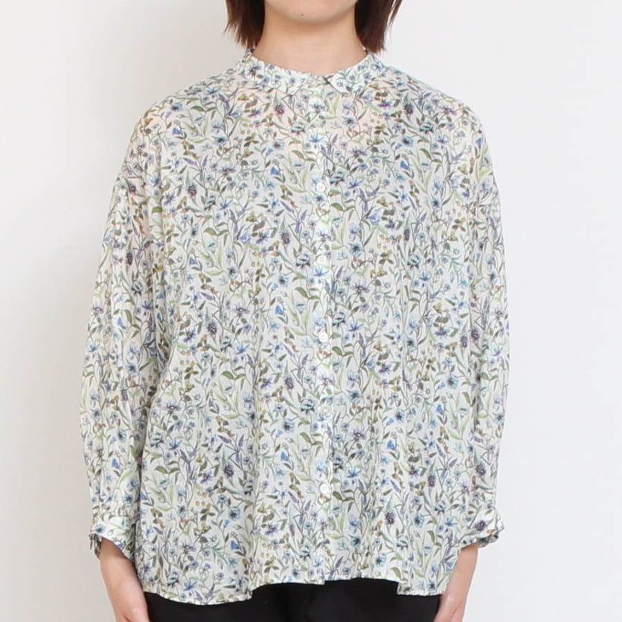 【IVORY・SAXのみ 残り僅か】【本店限定商品】シルフローンLIBERTY チビ襟チュニック2507