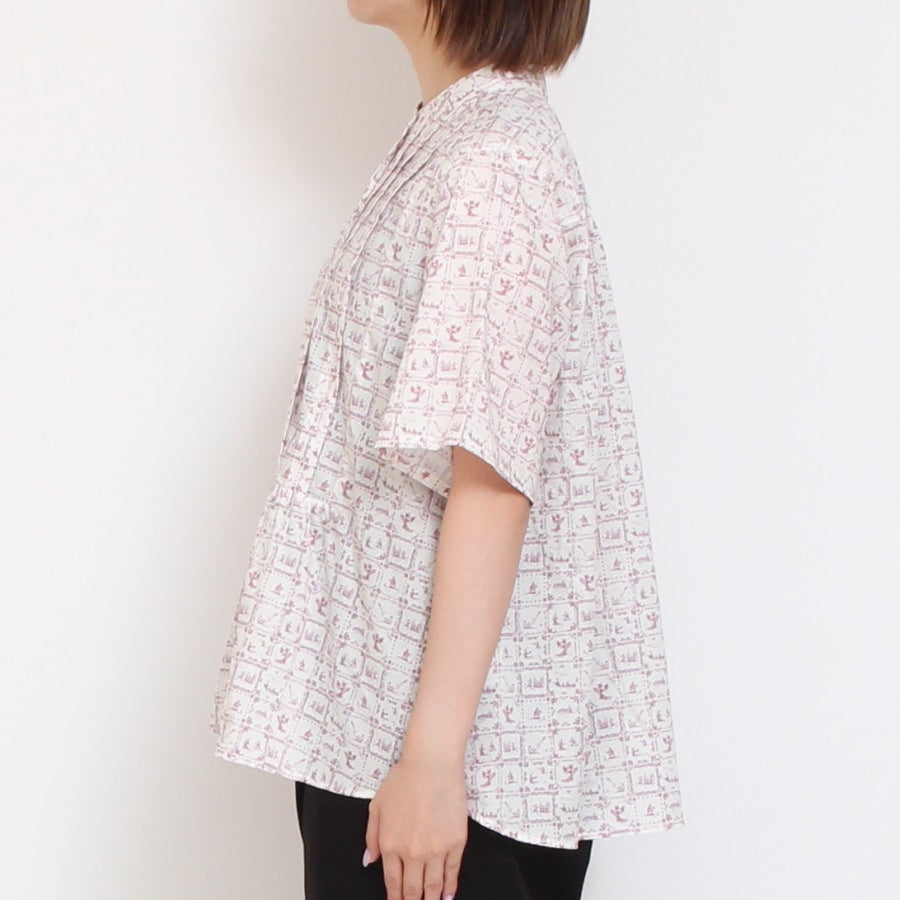 【PINKのみ 残り僅か】リバティ ワイドピンタック切替シャツ(2507)