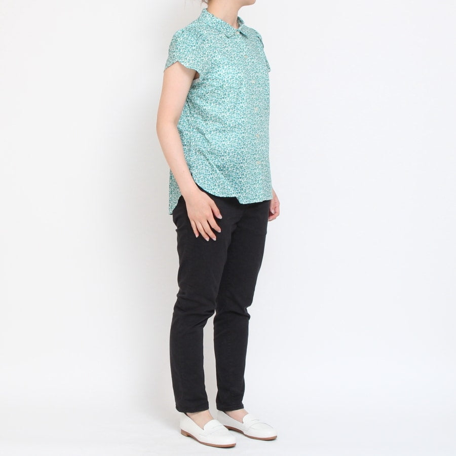 【30％OFF】【YELLOWサイズ１のみ　ラスト１点】リバティチューリップ袖ブラウス(2405)