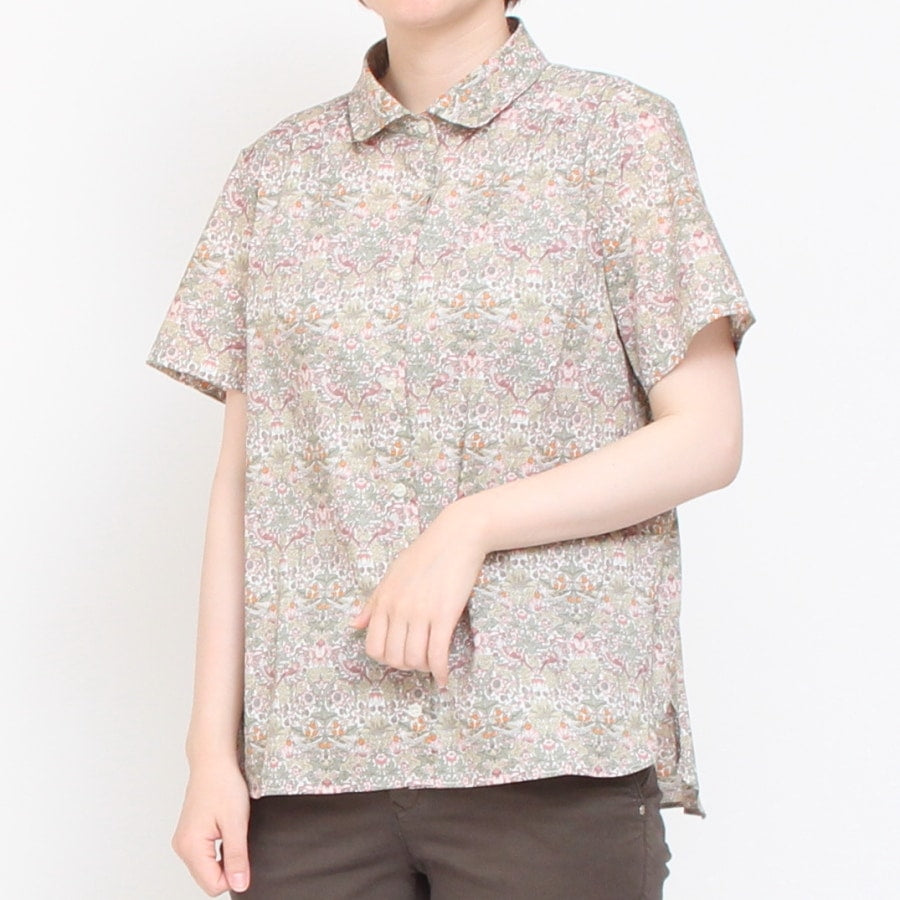 【KHAKI サイズ２のみ　ラスト１点】リバティ半袖レギュラーシャツ(2408)