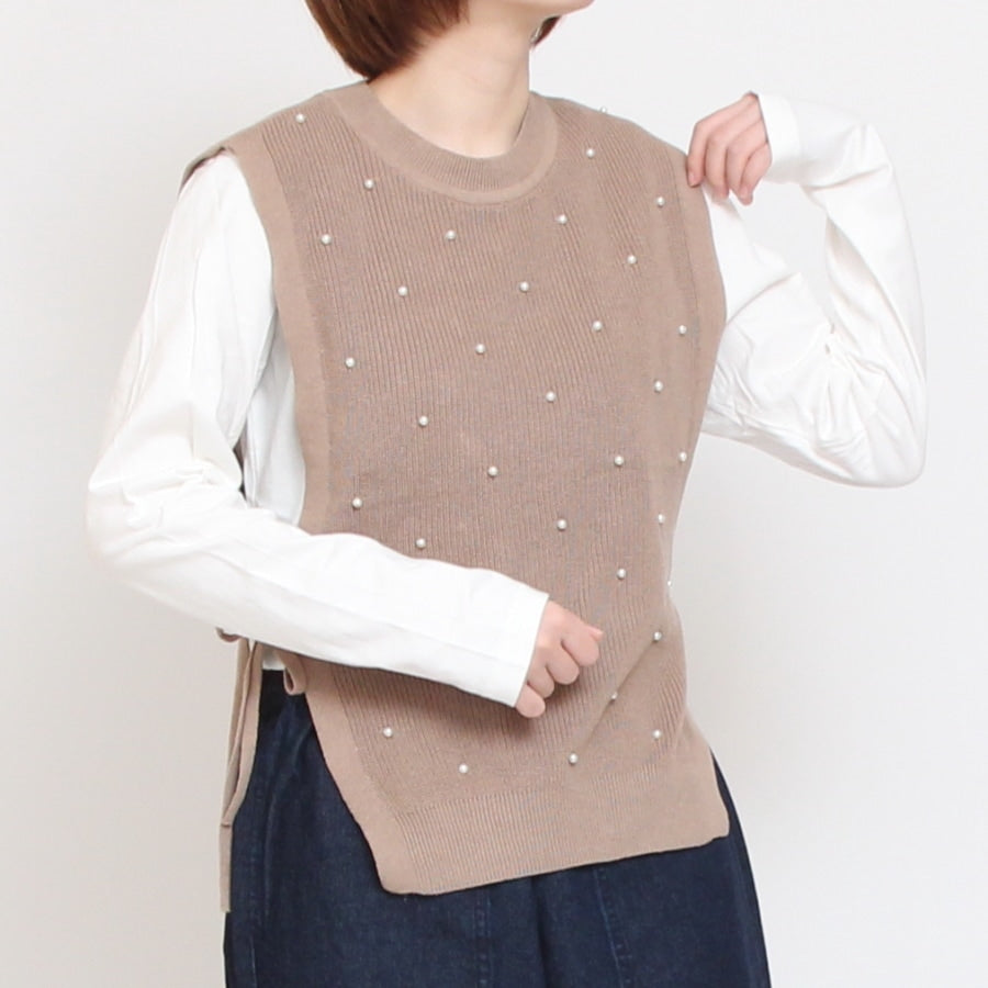 【50%OFF】sosottoパールニットベスト