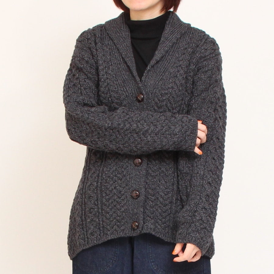 【40％OFF】【CHARCOAL GRAYのみ ラスト1点】Aran Woollen Millsショールカーディガン24