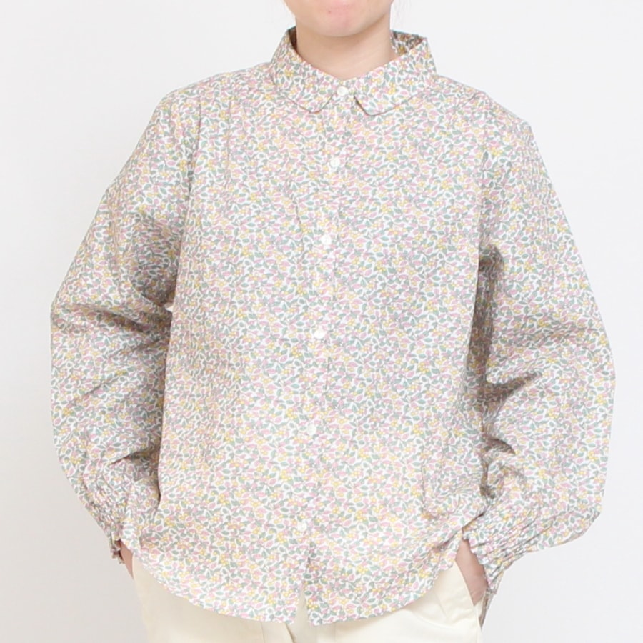 【再値下げ】【YELLOWラスト1点】LIBERTY丸襟シャーリング袖ブラウス2502