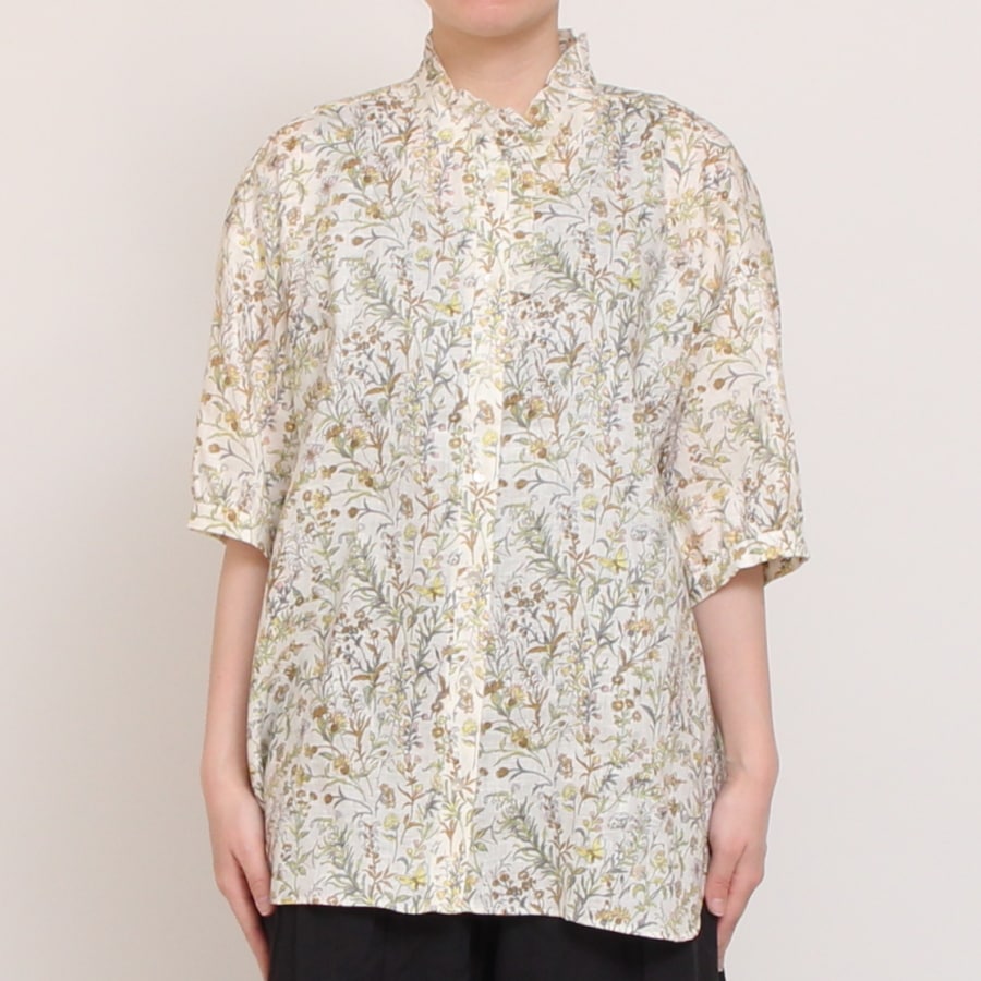 【30％OFF】【BLUEのみラスト１点】フランダースLIBERTY5分袖変形フリルシャツ2504