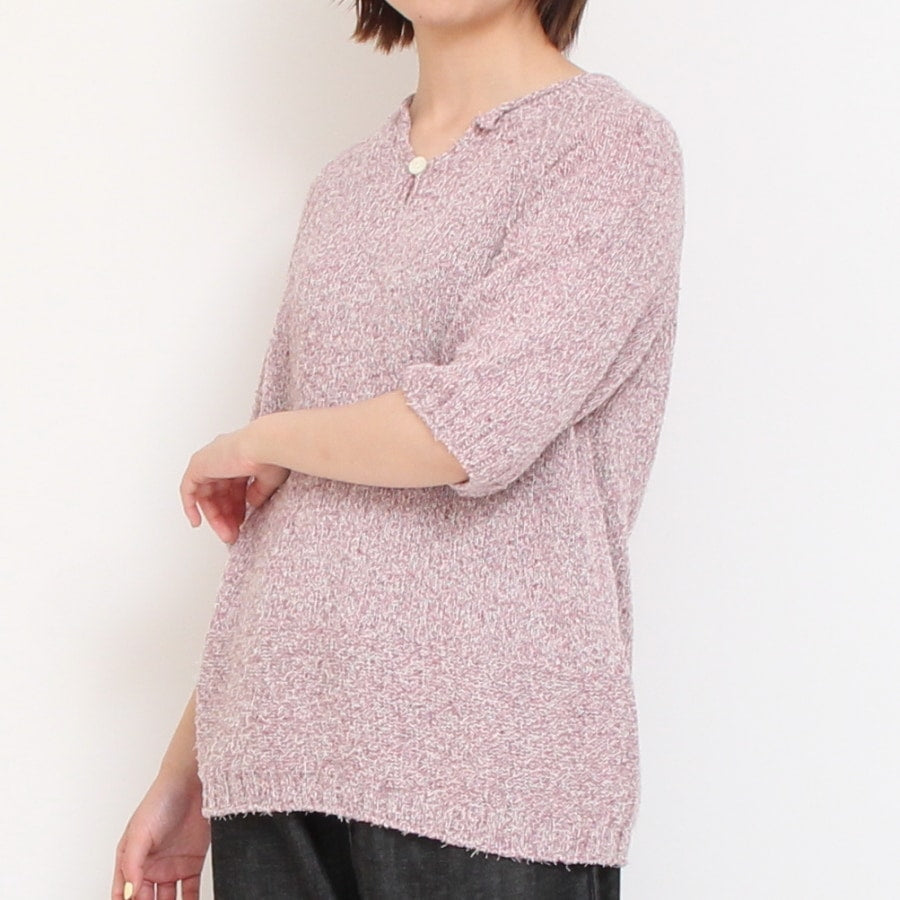 OTA KNIT コットンリネン シルクネップニットプルオーバー