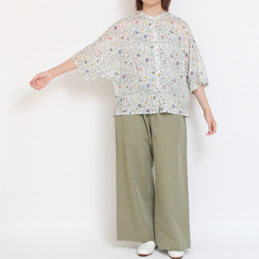 【NAVYラスト1点】【本店限定商品】シルフローンLIBERTY スタンドカラードルマンシャツ2507