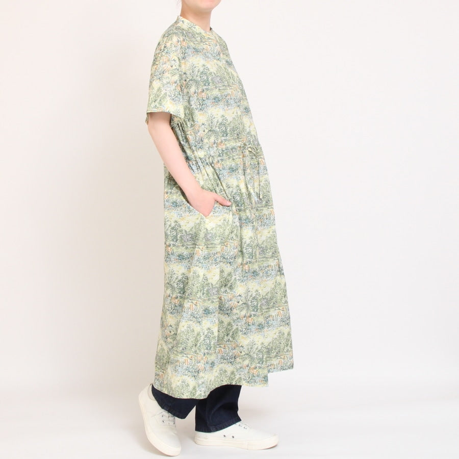 【期間限定20％OFF】【BLUEラスト1点・本店限定商品】リバティ半袖ドロストワンピース(2508)
