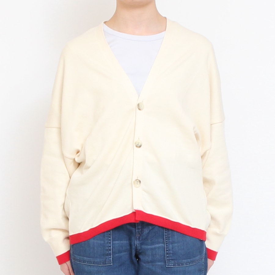 【30％OFF】【BLUEのみ ラスト1点】NARUリブバイカラーVネックカーディガン