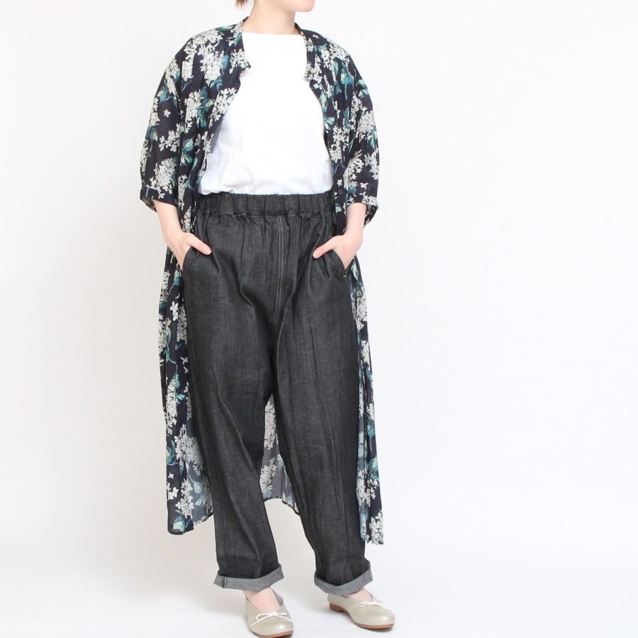 【CHARCOAL GRAYのみ ラスト１点】【本店限定商品】シルフローンLIBERTYショルダーギャザーワンピース(2407)