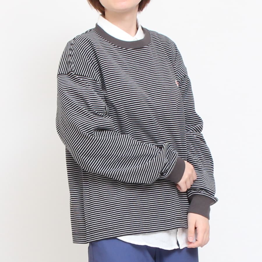 【IVORYラスト1点】DANTONボーダークルーネック長袖Tシャツ24
