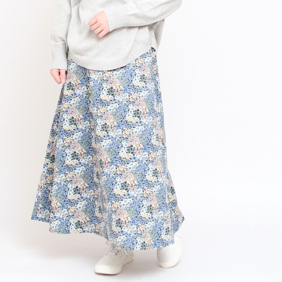 【20％OFF】【GREENのみ ラスト１点】コーデュロイLIBERTYリボン付きスカート(2411)