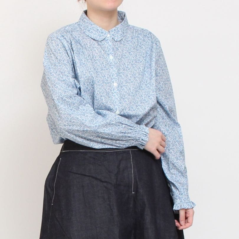 【再値下げ】【YELLOWラスト1点】LIBERTY丸襟シャーリング袖ブラウス2502