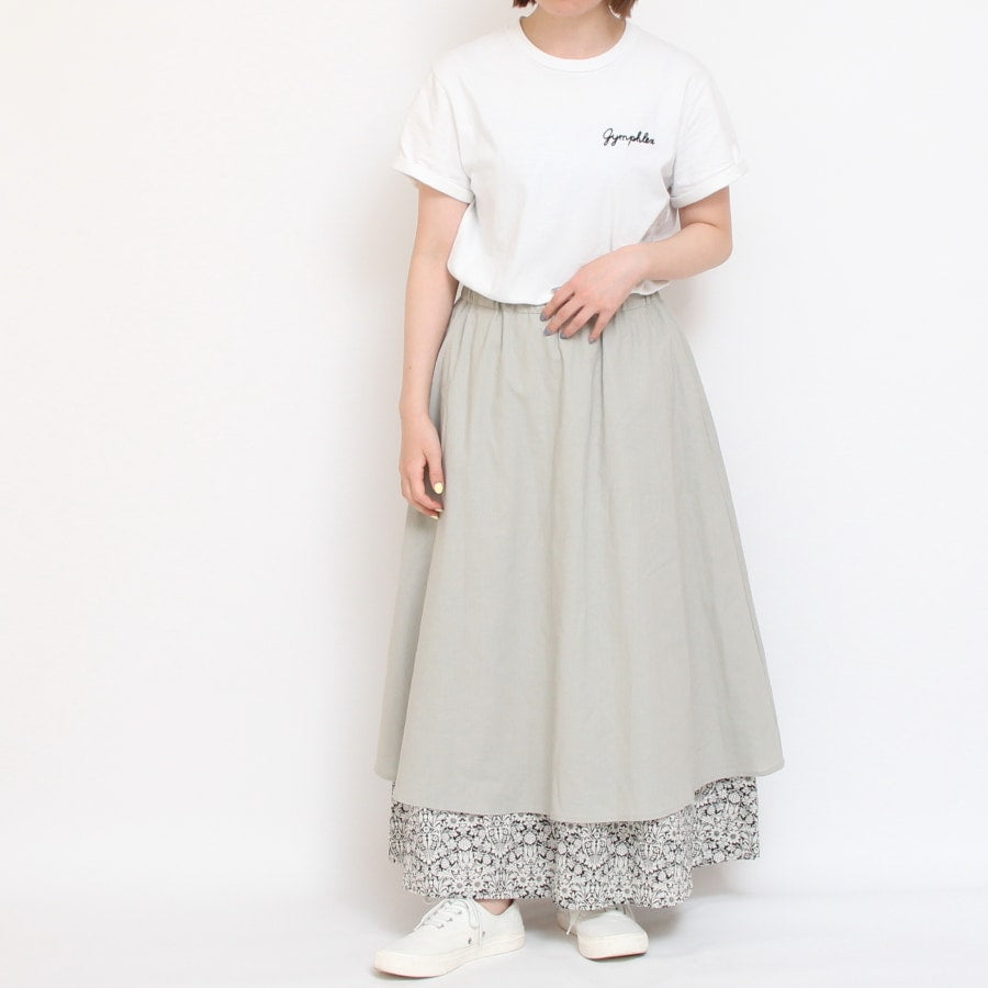 【20％OFF】【BLUEのみ ラスト1点】sosotto 裏地裾LIBERTYスカート