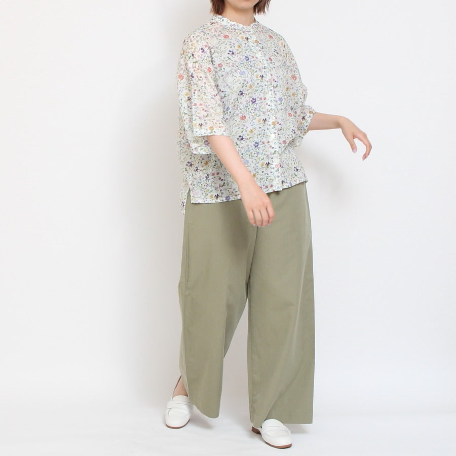 【NAVYラスト1点】【本店限定商品】シルフローンLIBERTY スタンドカラードルマンシャツ2507