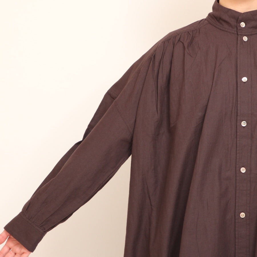 【30%OFF】【CHARCOAL GRAYのみ ラスト1点】Brocanteカディシャツワンピース