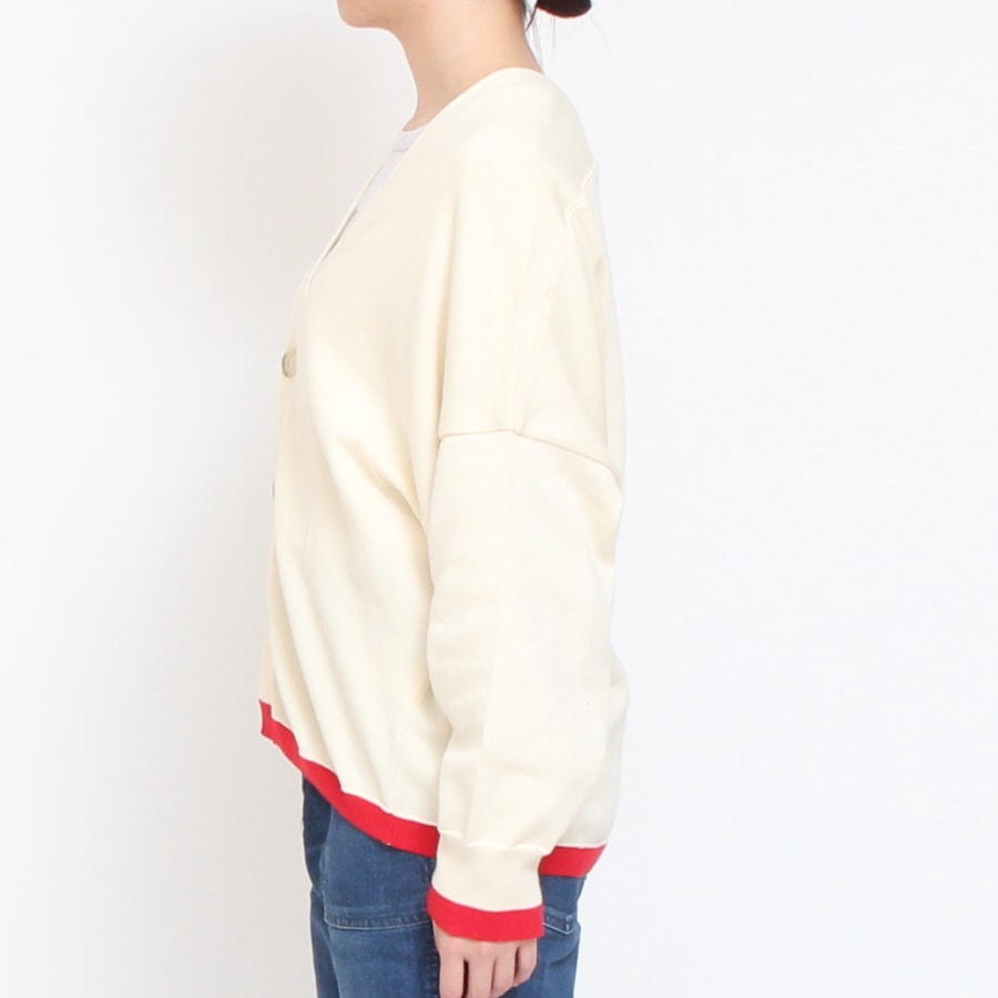 【30％OFF】【BLUEのみ ラスト1点】NARUリブバイカラーVネックカーディガン