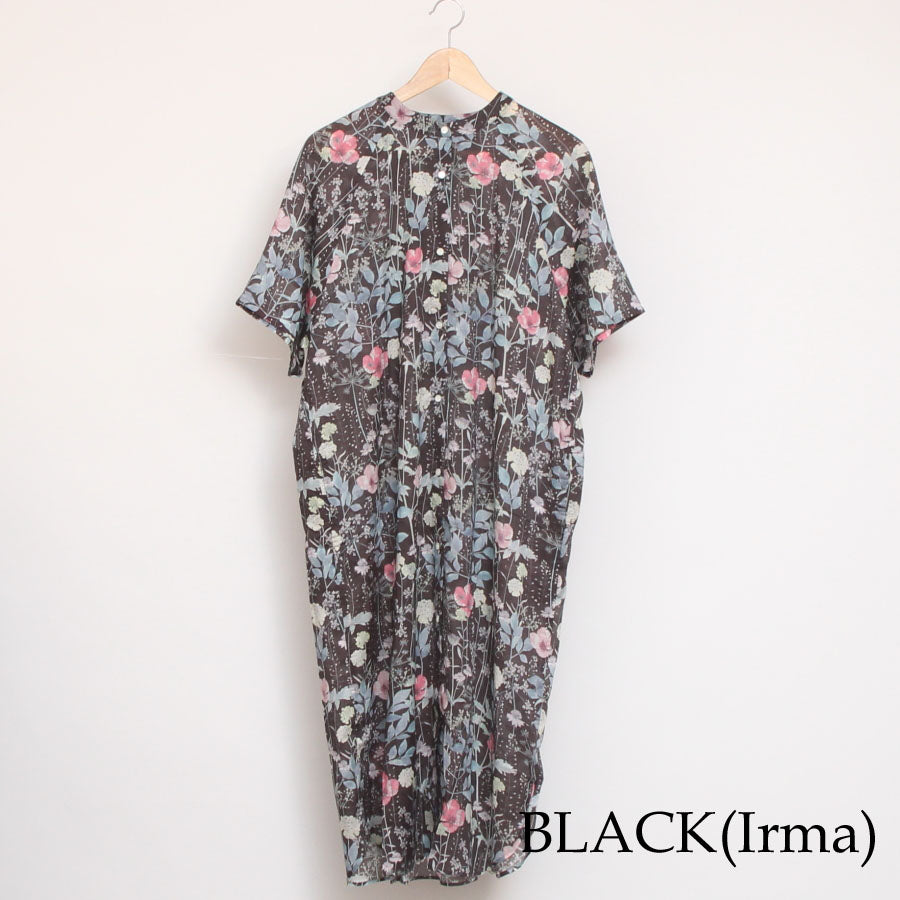 【BLACKのみ ラスト1点】【本店限定商品】シルフローンLIBERTYクルーネック前開きワンピース(2407)