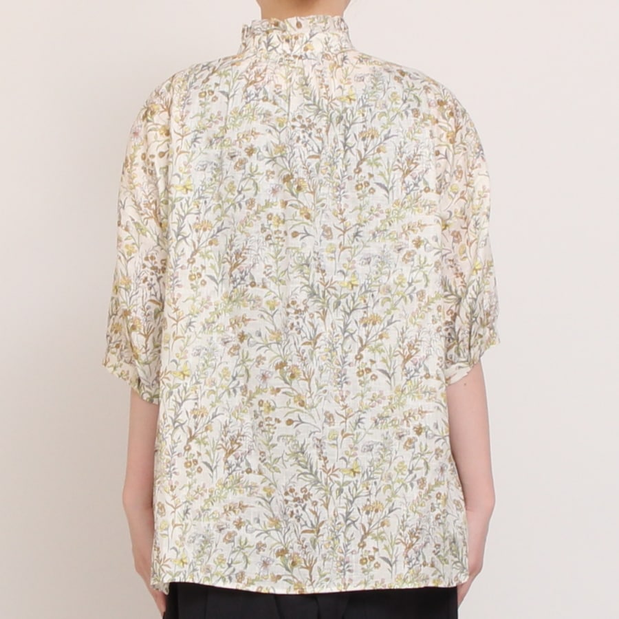【30％OFF】【BLUEのみラスト１点】フランダースLIBERTY5分袖変形フリルシャツ2504