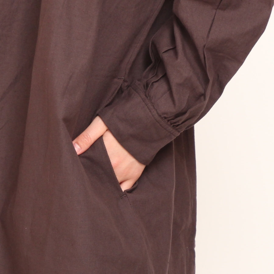 【30%OFF】【CHARCOAL GRAYのみ ラスト1点】Brocanteカディシャツワンピース