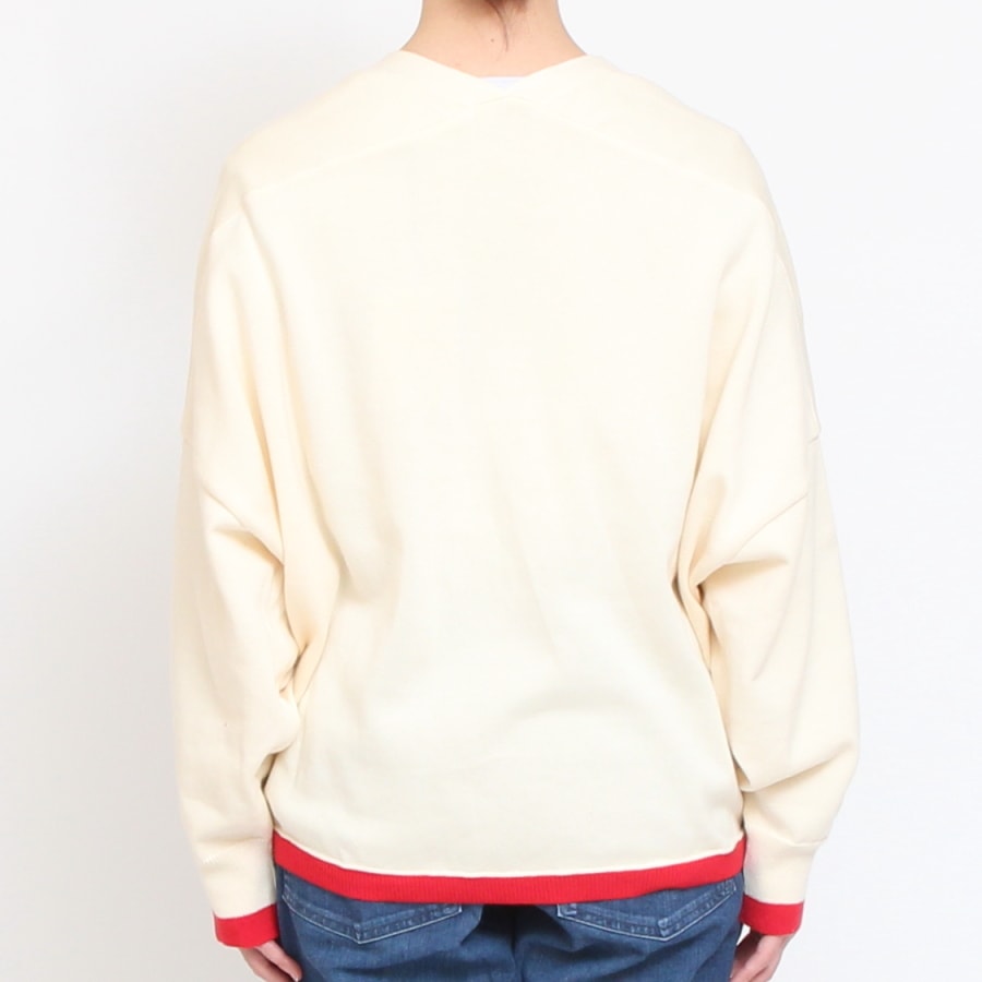 【30％OFF】【BLUEのみ ラスト1点】NARUリブバイカラーVネックカーディガン