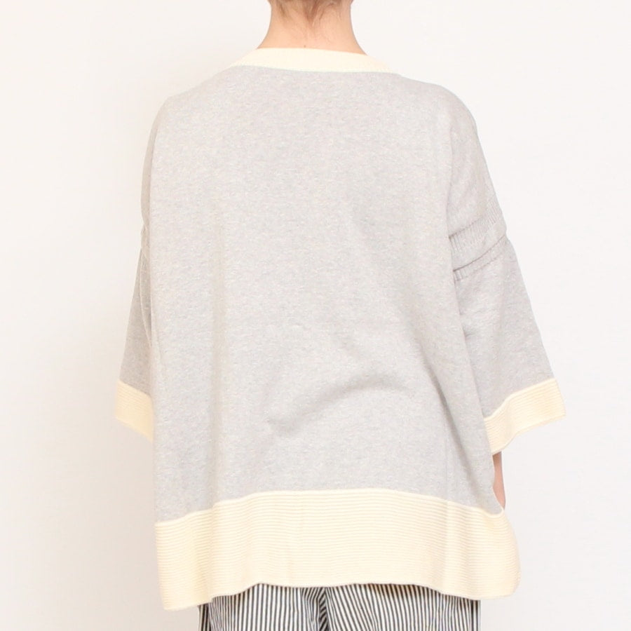 【30%OFF】【IVORYのみ 残り僅か】NARUバイカラー７分袖ニットプルオーバー