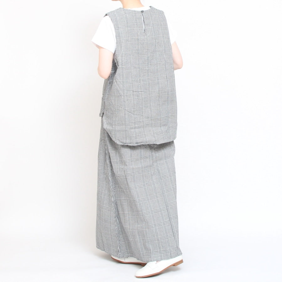 【30％OFF】【ラスト１点】NARUインディゴチェックAラインスカート