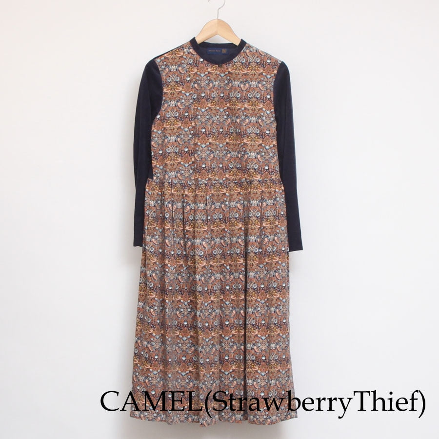 【20％OFF】【CAMELのみ】コーデュロイLIBERTY切替キーネックワンピース2411