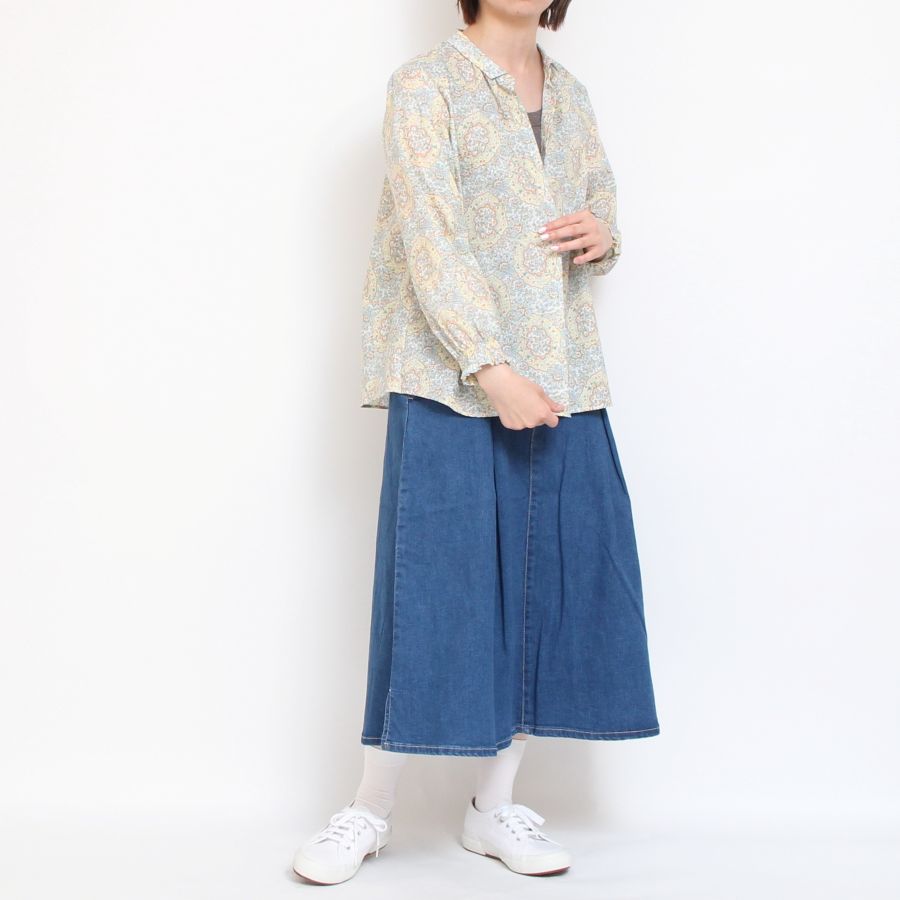 【20％OFF】【YELLOWのみ ラスト1点】HOKKOH LIBERTY ミニカラー袖シャーリングSH2505