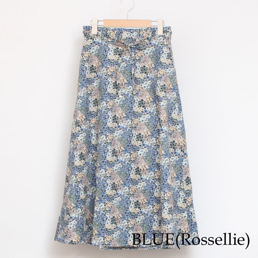 【20％OFF】【GREENのみ ラスト１点】コーデュロイLIBERTYリボン付きスカート(2411)