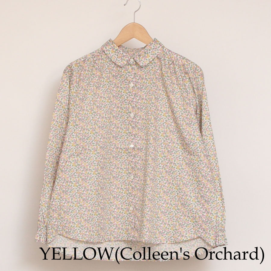 【再値下げ】【YELLOWラスト1点】LIBERTY丸襟シャーリング袖ブラウス2502