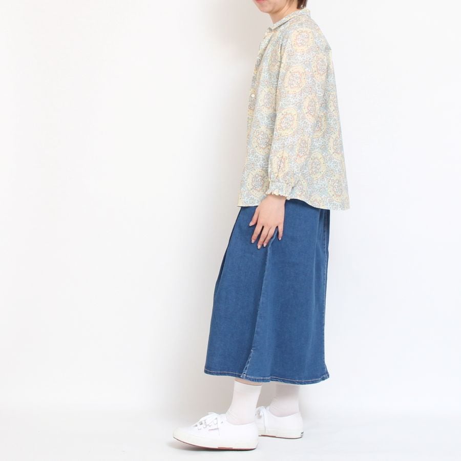【IVORY・YELLOW ラスト1点ずつ】HOKKOH LIBERTY ミニカラー袖シャーリングSH2505
