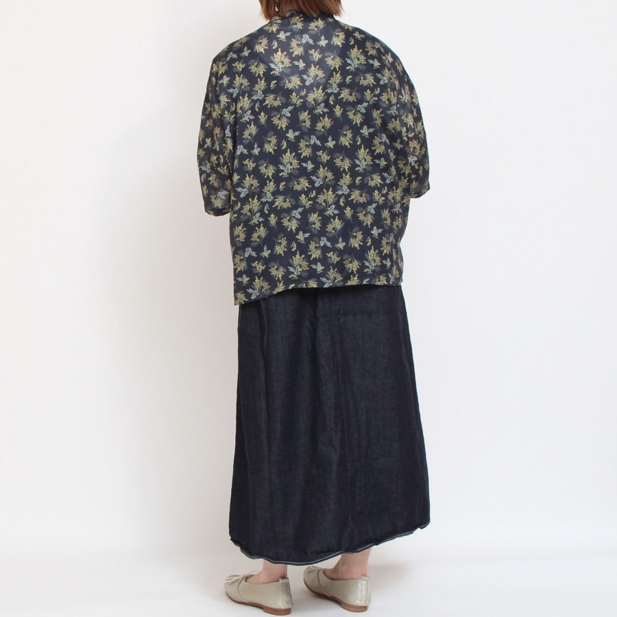 【NAVYラスト1点】【本店限定商品】シルフローンLIBERTY スタンドカラードルマンシャツ2507