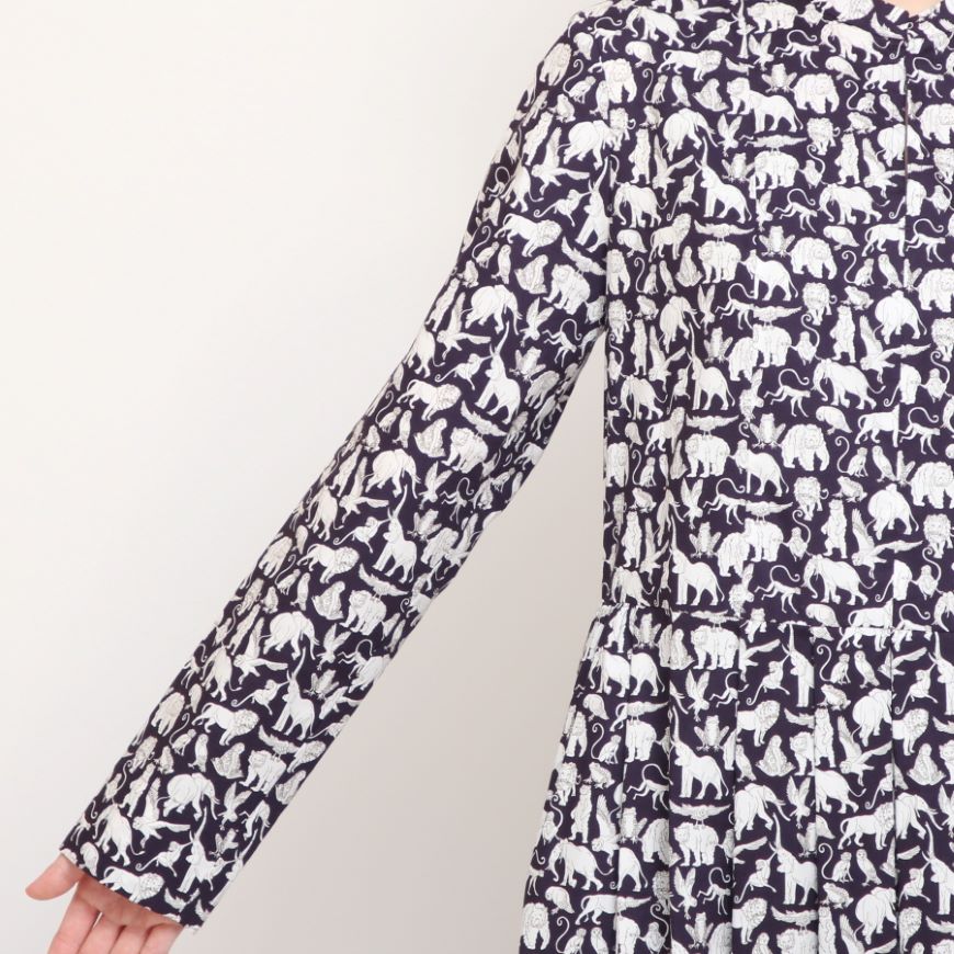 【20％OFF】【WINEサイズ２ ラスト1点】24animals長袖キーネックワンピース(2409)