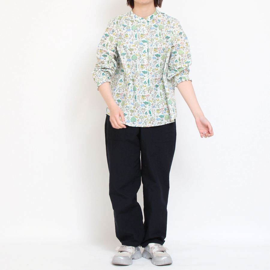 【IVORY・YELLOW ラスト1点ずつ】HOKKOH LIBERTY ミニカラー袖シャーリングSH2505