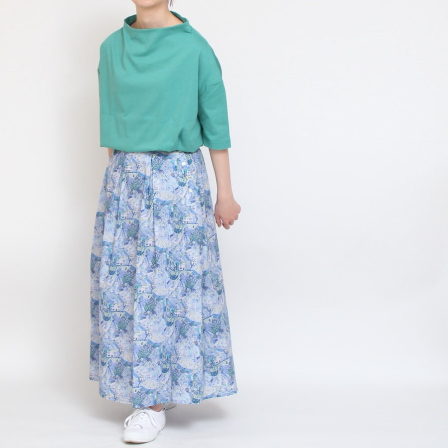 【WINE・BLUEラスト1点ずつ】リバティサイド釦スカート(2405)