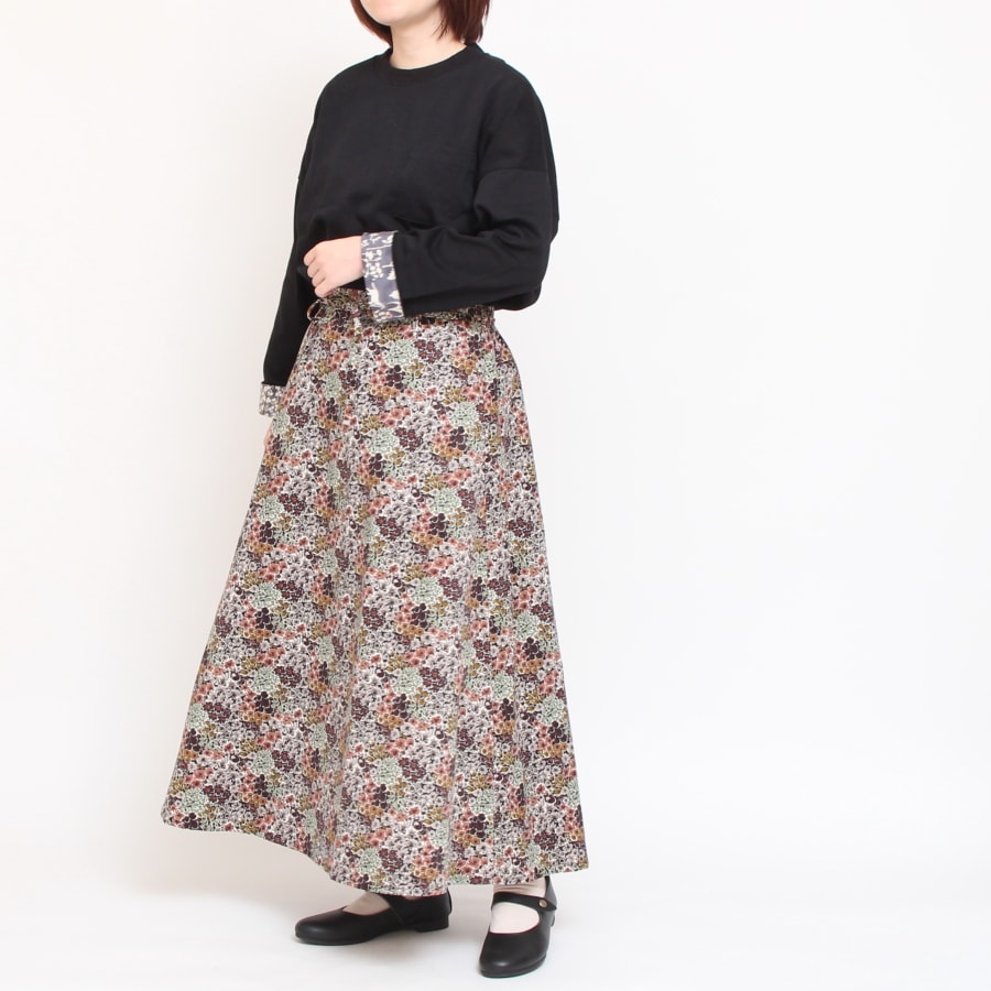 【20％OFF】【GREENのみ ラスト１点】コーデュロイLIBERTYリボン付きスカート(2411)