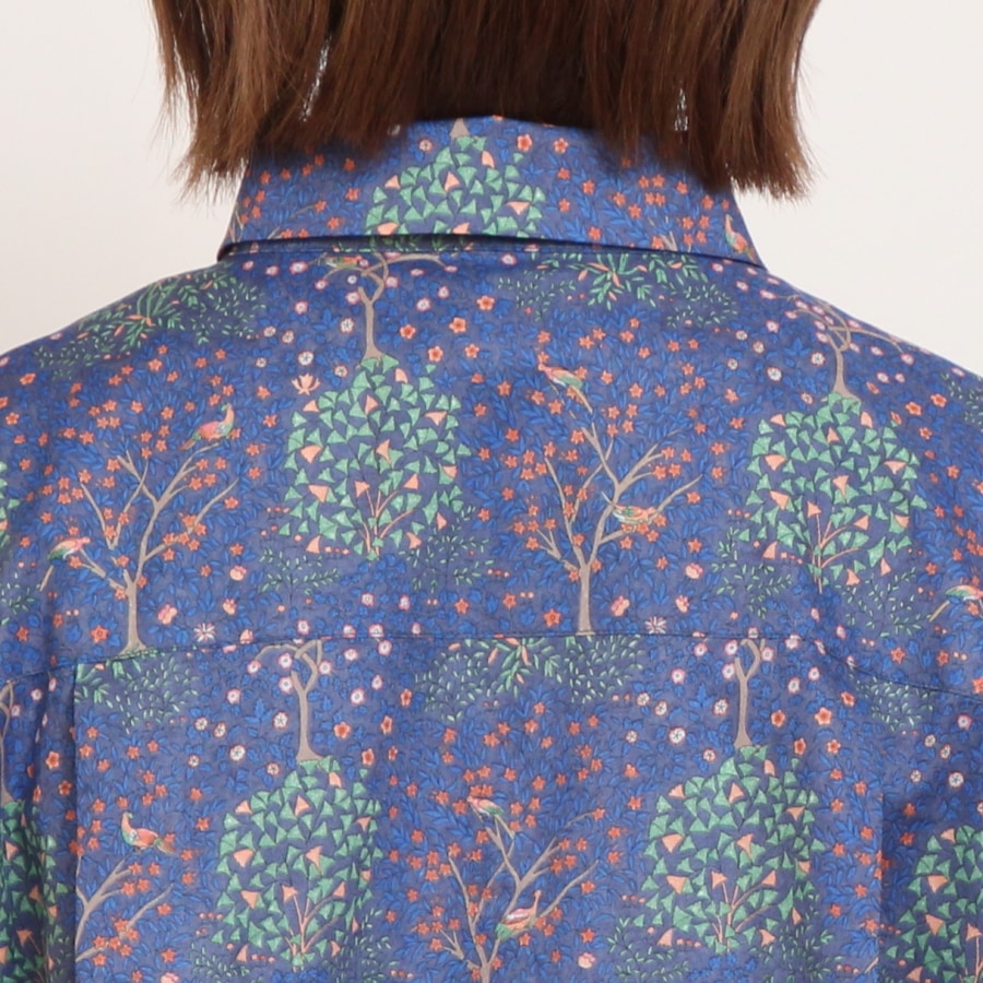 【20％OFF】【BLUE・NAVYラスト１点ずつ】HOKKOH LIBERTY 5分袖レギュラーカラーワンピース2507