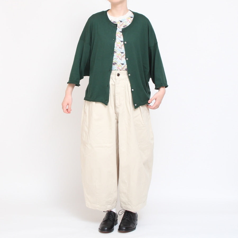 【IVORY WINEのみ　残り僅か】mao madeピマコットン7分袖カーディガン(2407)