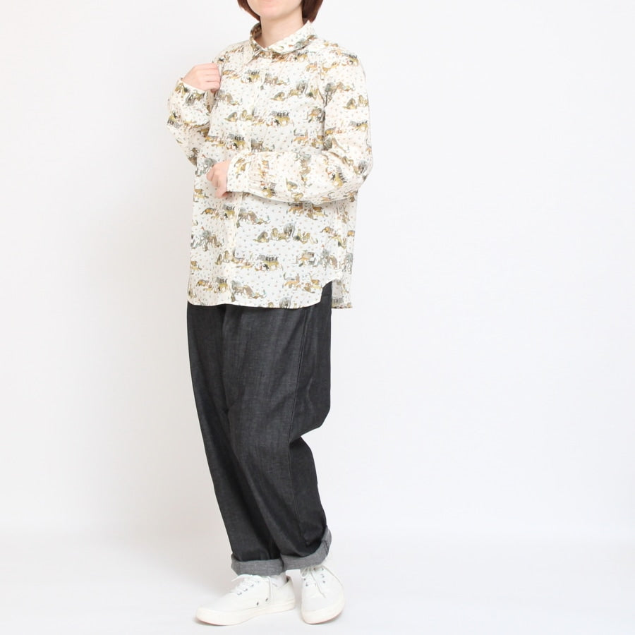 【20％OFF】【IVORYサイズ1のみ ラスト1点】24animals長袖レギュラーシャツ(2409)