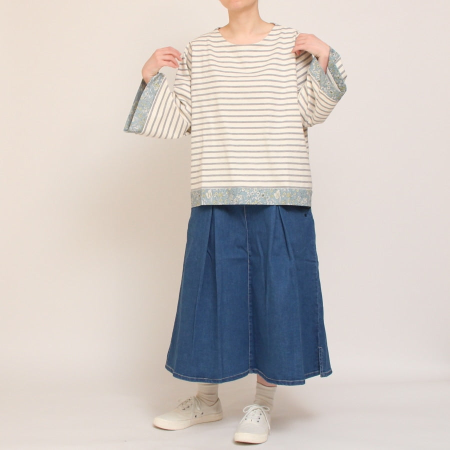 【30％OFF】【WHITE・NAVYのみ 残り僅か】LIBERTYボーダーMIXプルオーバー