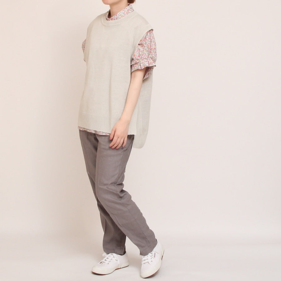 【50%OFF】【IVORY・MINTのみ 残り僅か】mao made UVカットリネン サイド釦ベスト