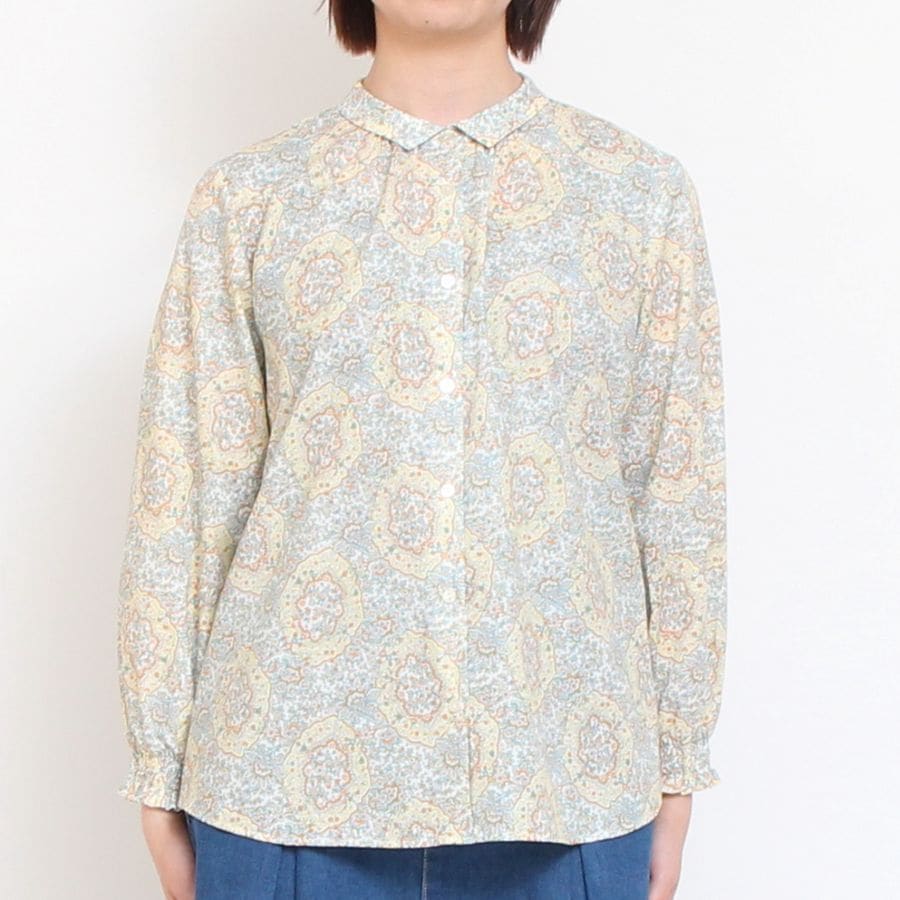 【IVORY・YELLOW ラスト1点ずつ】HOKKOH LIBERTY ミニカラー袖シャーリングSH2505