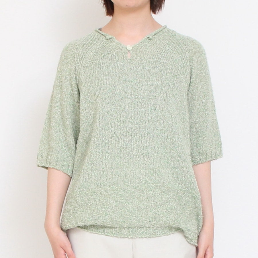 OTA KNIT コットンリネン シルクネップニットプルオーバー