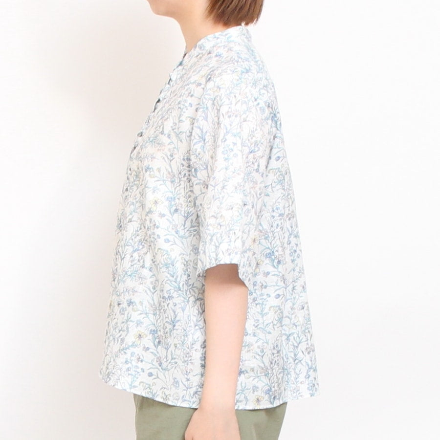 【再値下げ】【PINKのみ ラスト１点】フランダースリネンLIBERTY フロントフリルシャツ(2506)