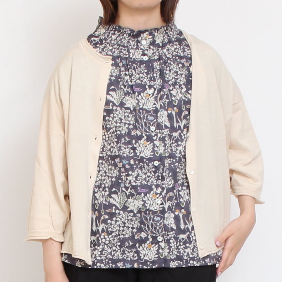 【NAVYラスト1点】LIBERTY 2WAYシャーリングフレンチブラウス2507