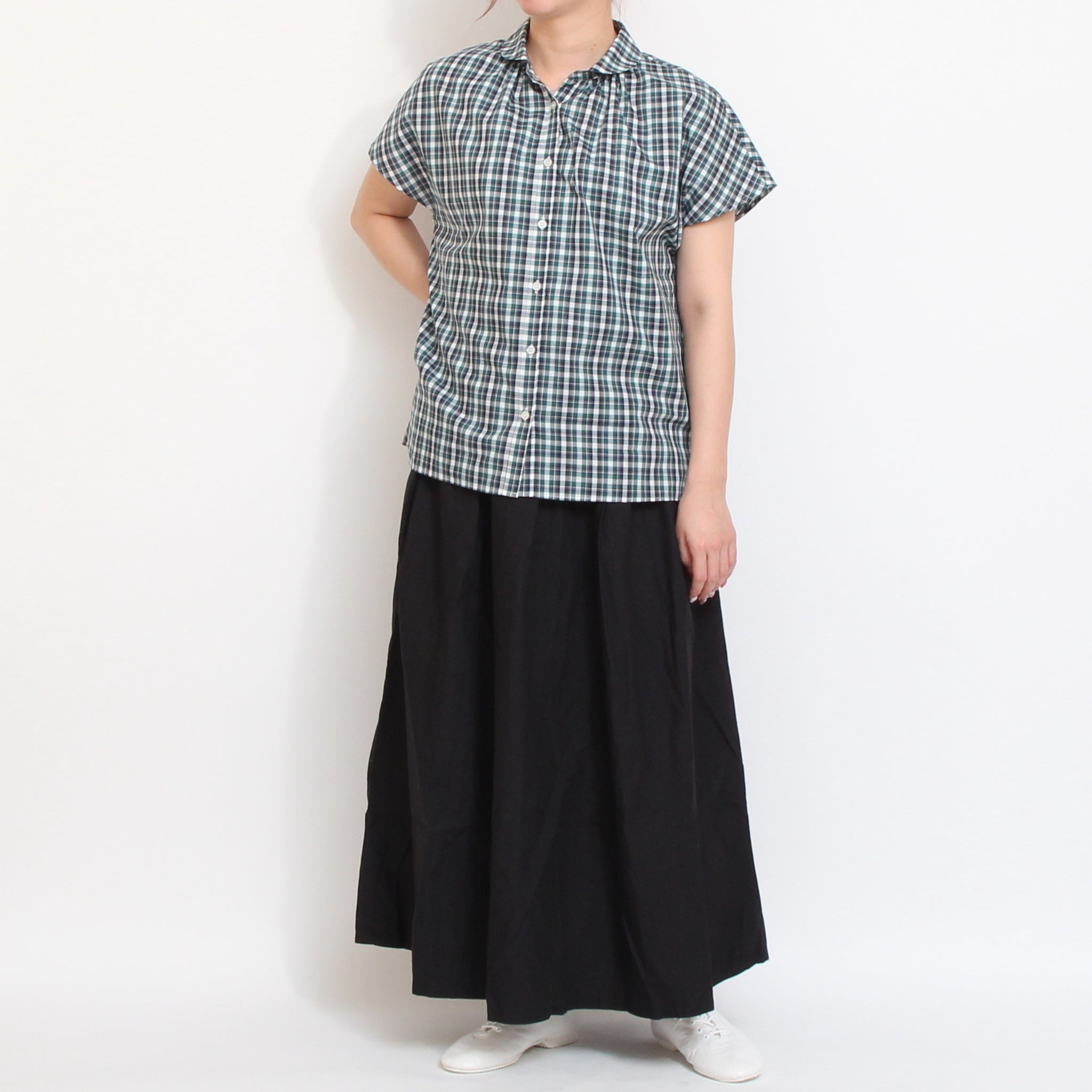 【本店限定商品】 リバティチェックワイドショールスキッパーシャツ2605