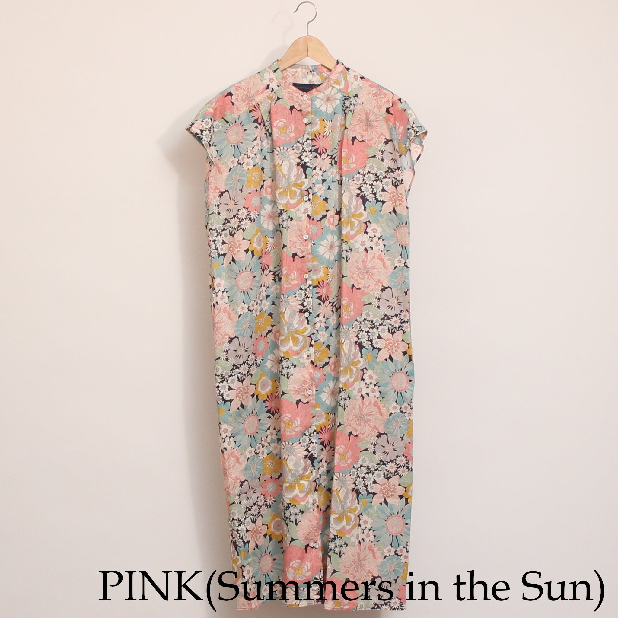 【期間限定15%OFF】【PINK・BLACKラスト1点】フランダースリネンLIBERTYフレンチスリーブワンピース2604