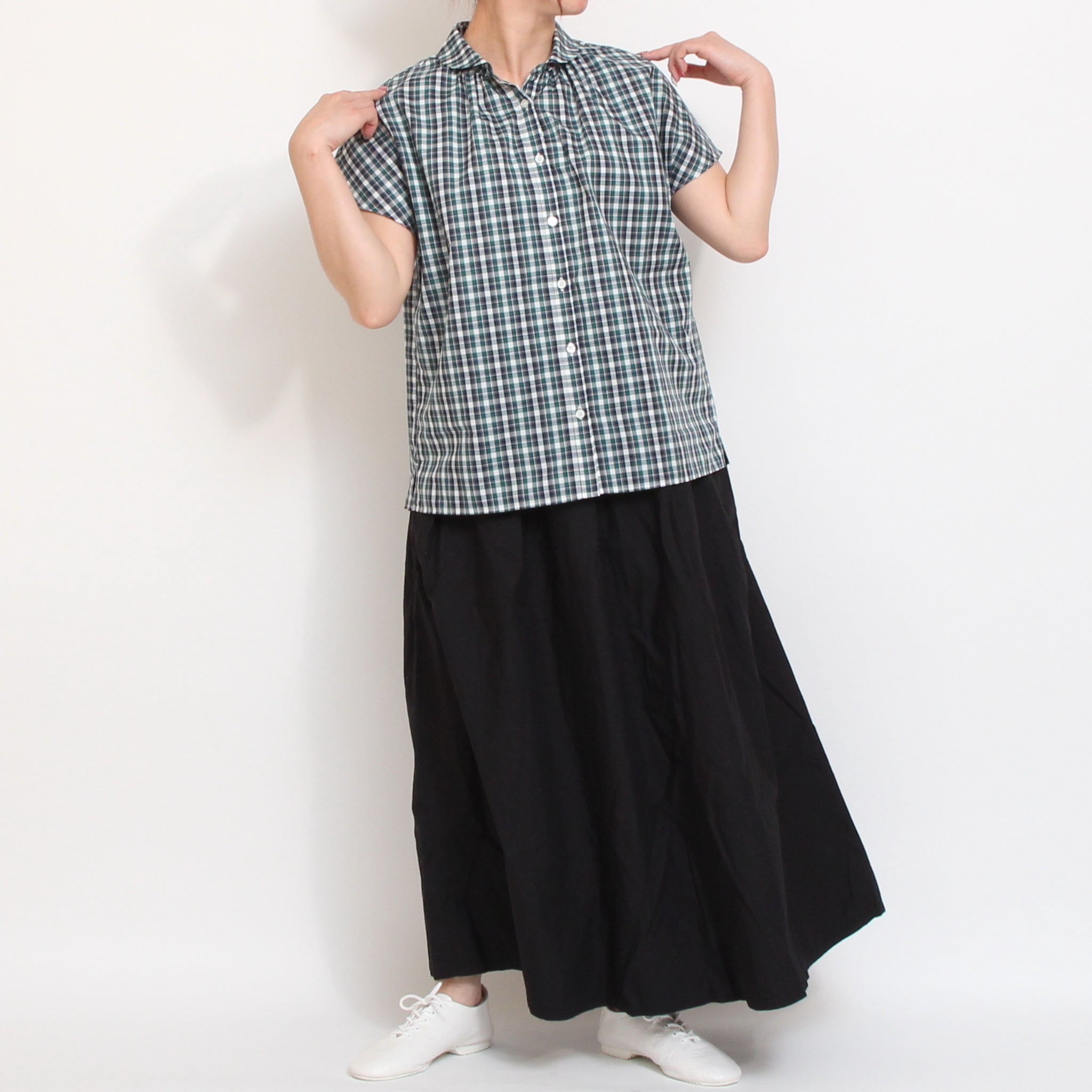 【本店限定商品】 リバティチェックワイドショールスキッパーシャツ2605