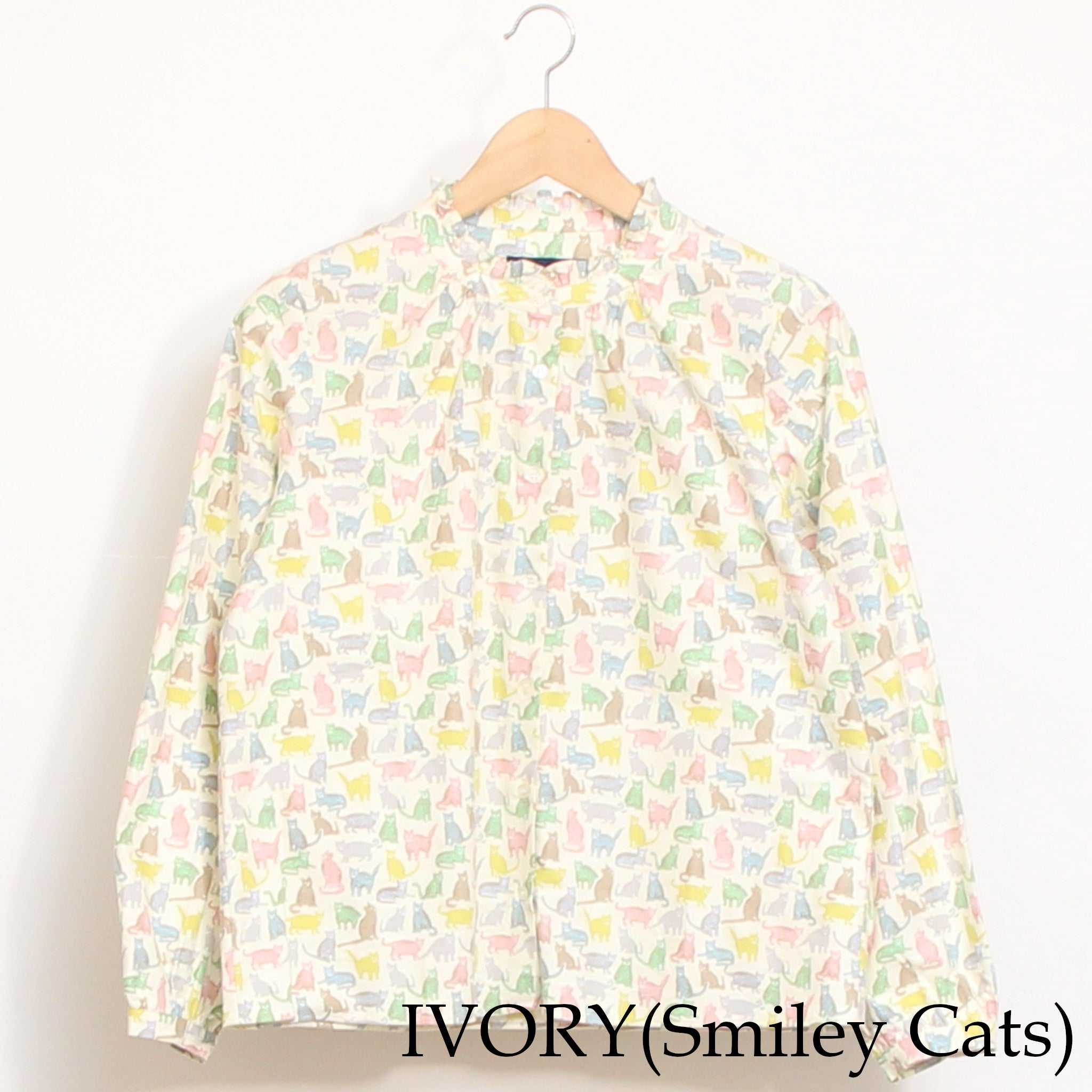 【IVORY・NAVYのみ 残り僅か】Cotton Flannelスタンドフリルシャツ2601