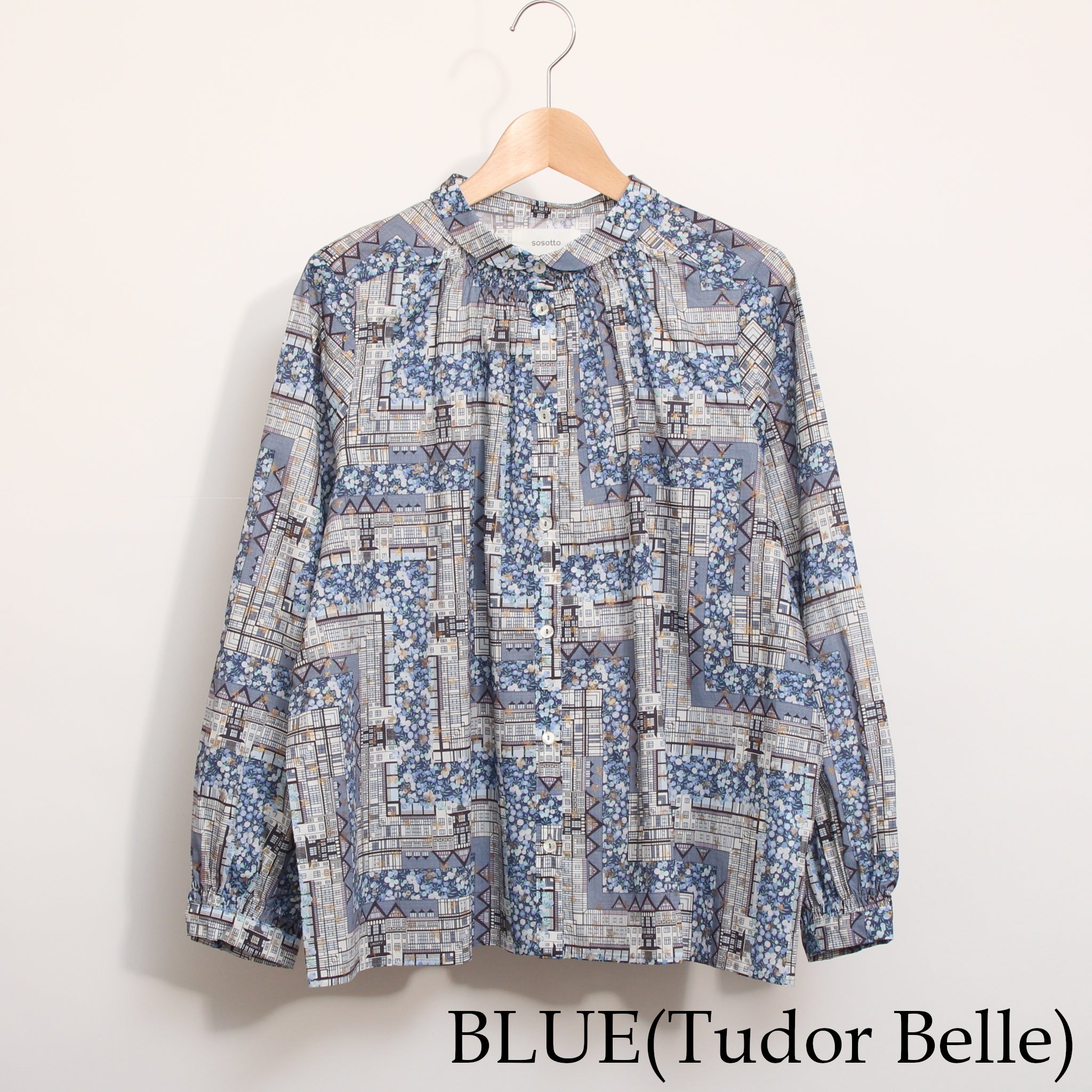 【吉祥寺本店限定】sosotto LIBERTYチビ衿シャーリングシャツ